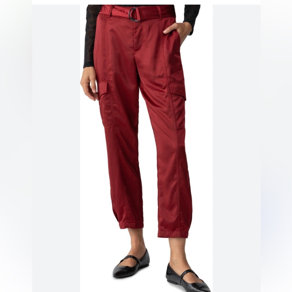 Z1.New 
Sanctuary Classy Cargo Matte Satin Mid Rise Cropped Pants Red Cargo